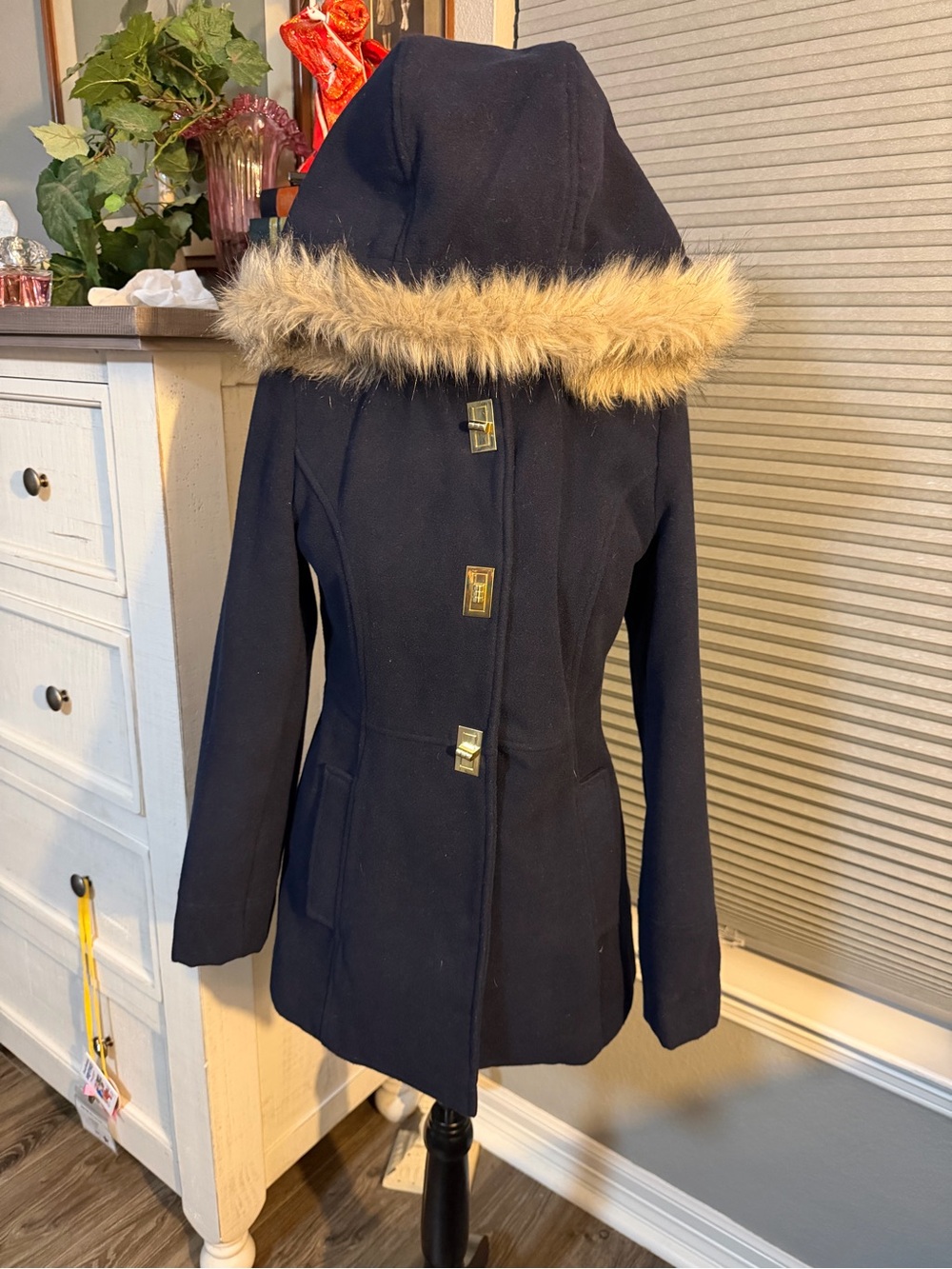 Women's Navy Blue Marilyn & Me Navy Jacket With Hood Size Small